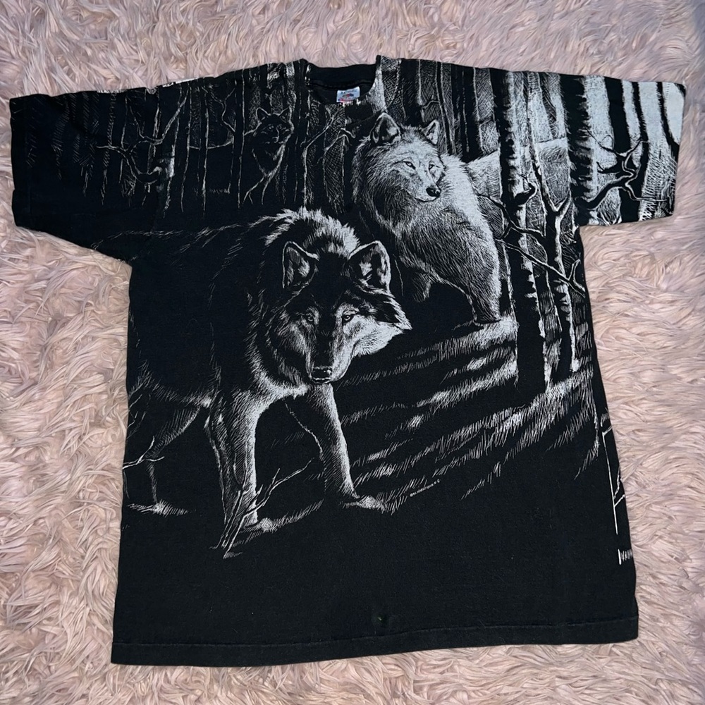 Single Stitch Vintage Mens Harley Quinn Fruit Of The Loom Wolf T-Shirt 1992 XL